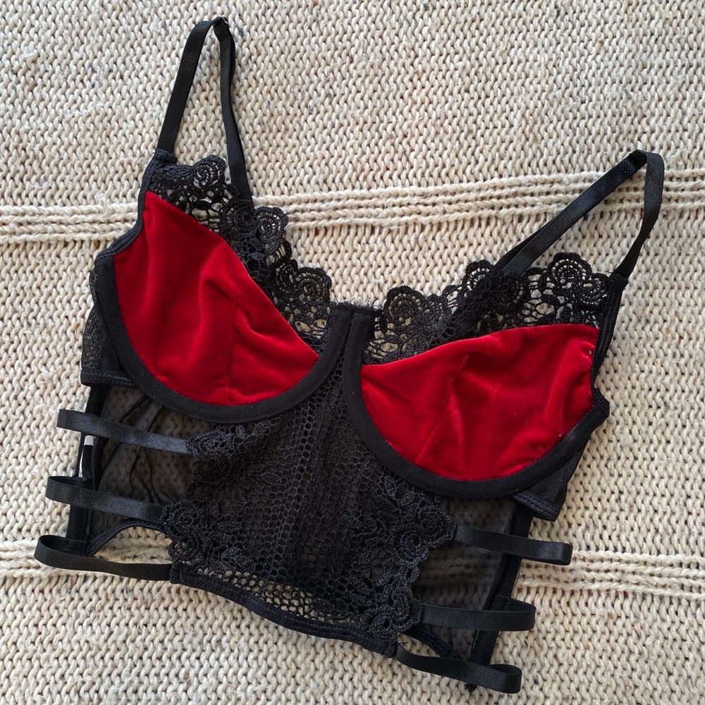 Velvet & Lace Corset Lingerie Top